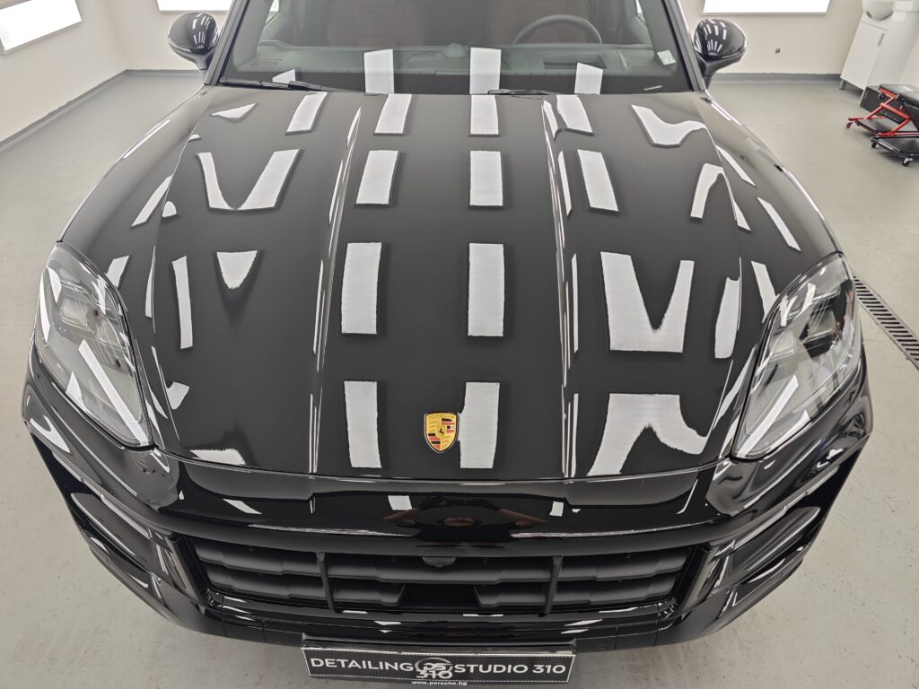 Черно Porsche Cayenne S след цялостна корекция на лака, PPF фолио и керамично покритие в Detailing Studio 310 София